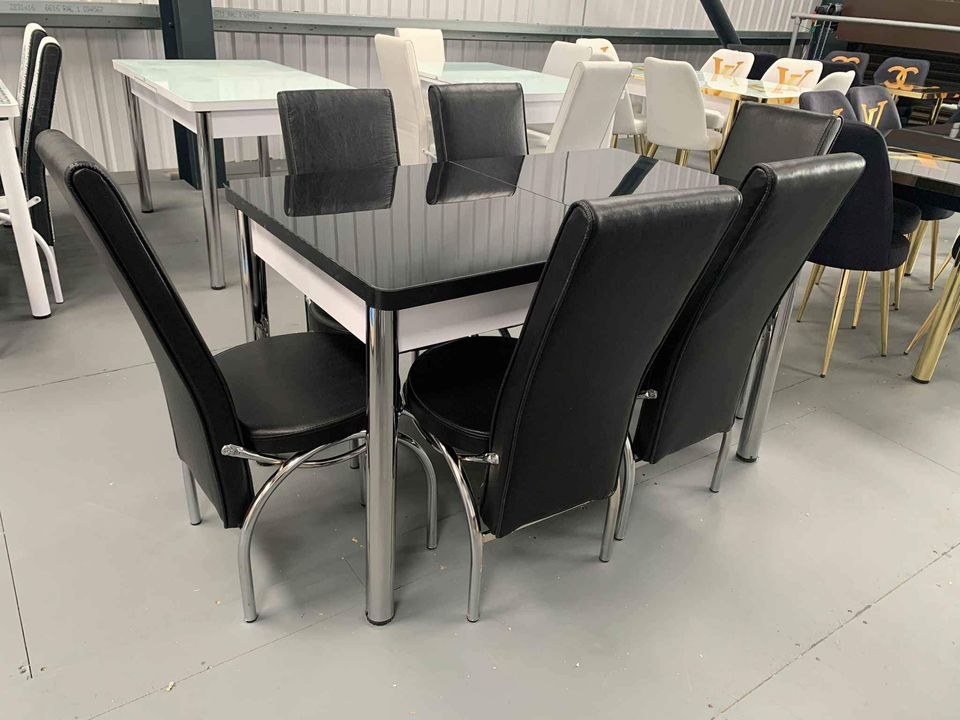 Full Black glass dining table (table only) from Kensley Home