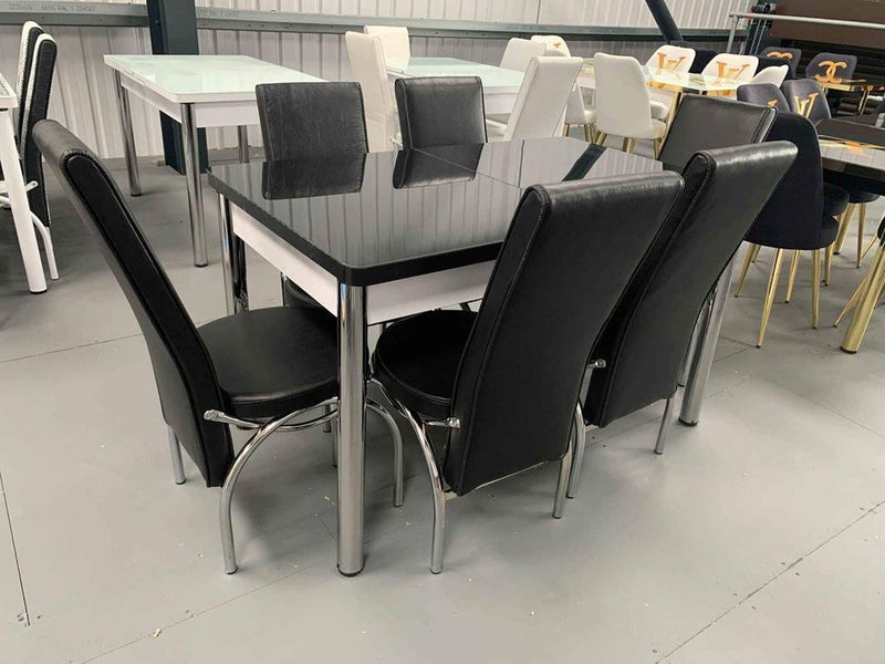 Full Black glass dining table (table only) from Kensley Home