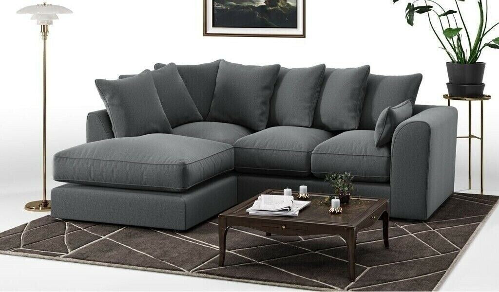 Grey jumbo cord Dylan corner sofa with chaise