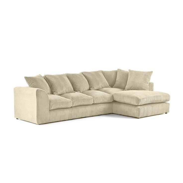 Beige jumbo cord Dylan corner sofa, right-hand chaise