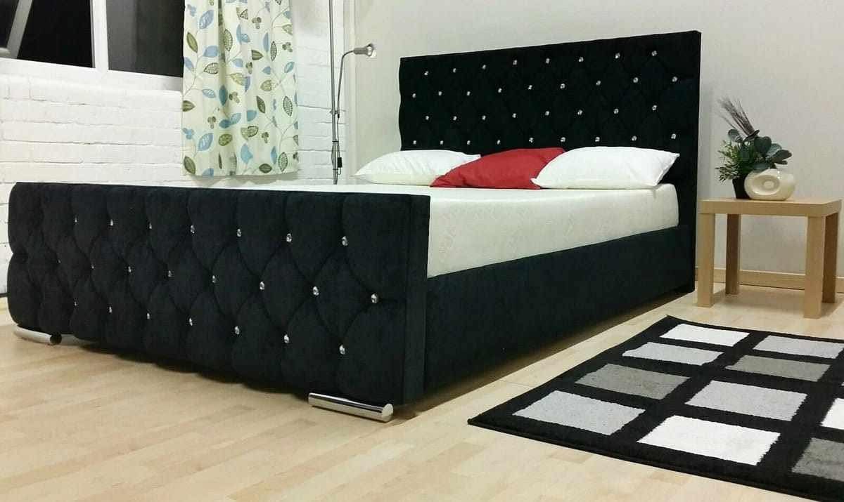 Black velvet Florida Bed with diamante chesterfield buttons
