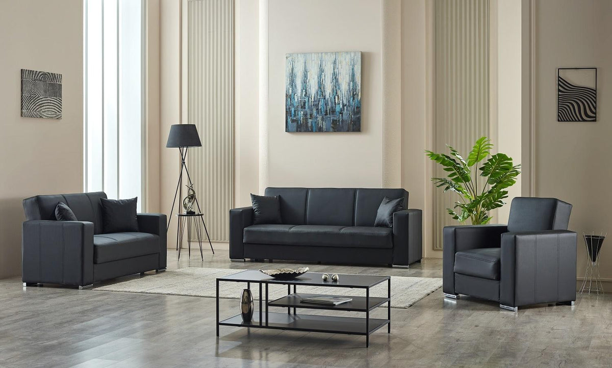 Black Futuro Faux Leather Sofa Bed with Storage from Kensley Home
