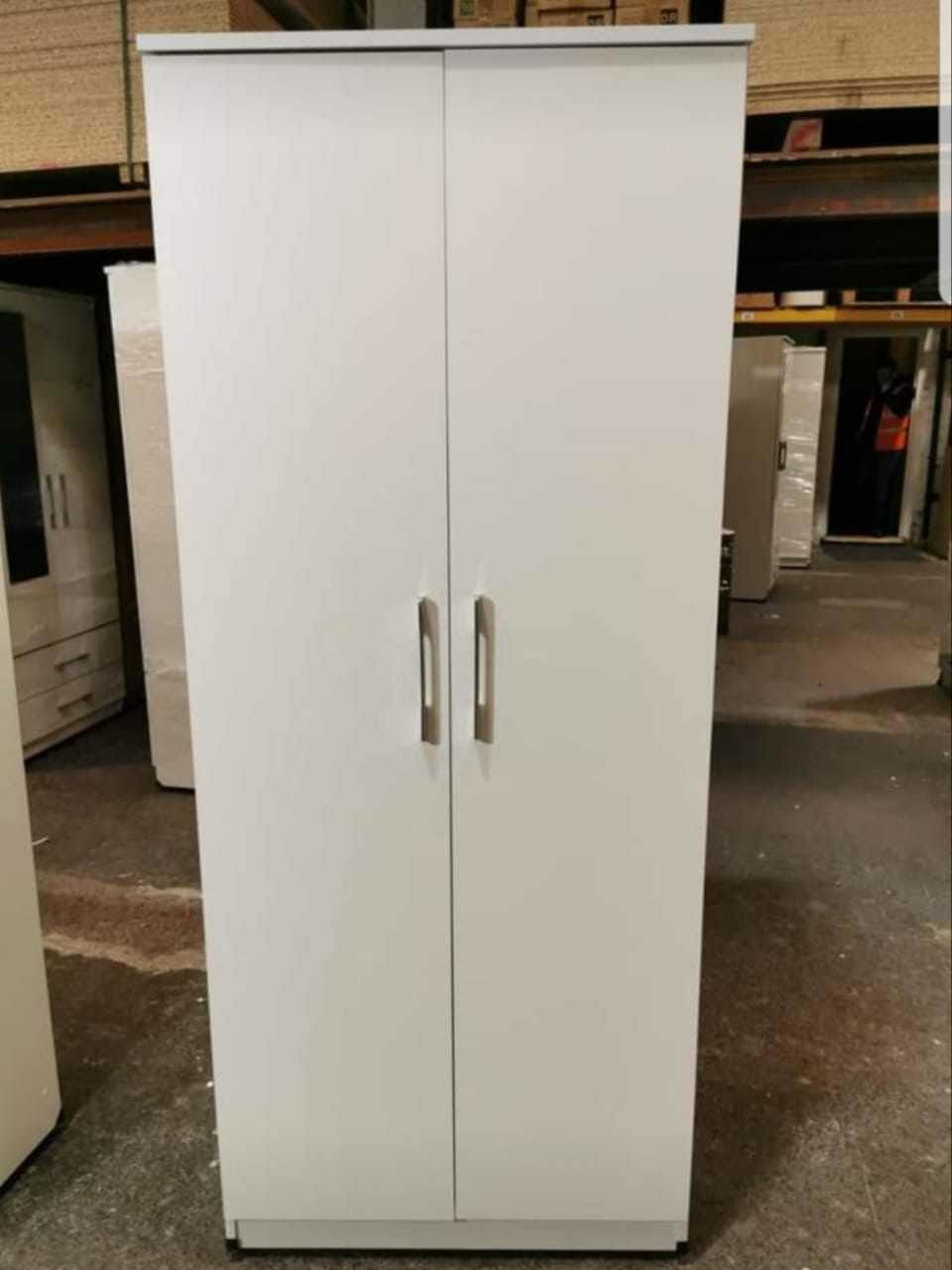 White 2-door wardrobe without mirror