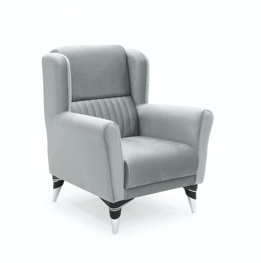 Gardenya accent armchair in grey & silver from Kensley Home