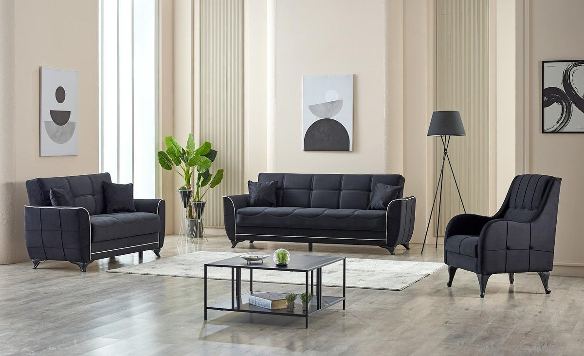 Black Tual Sofa Bed with under-seat storage from Kensley Home